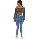 Shapes Pattern Long Sleeve Crinkled Weave Crop Top View4
