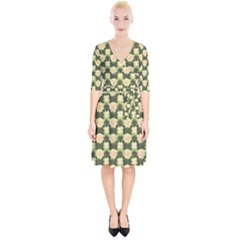 Retro 1880s Flowers Pattern 15 Wrap Up Cocktail Dress
