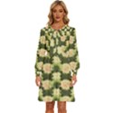 Retro 1880s Flowers Pattern 15 Women s Round Neck Long Sleeve Bow Deco Dress View1