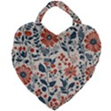 Retro Scandinavian Nordic Flowers Pattern Giant Heart Shaped Tote View2