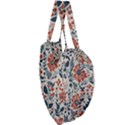 Retro Scandinavian Nordic Flowers Pattern Giant Heart Shaped Tote View3