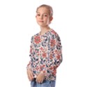 Retro Scandinavian Nordic Flowers Pattern Kids  Long Sleeve T-Shirt with Frill  View2
