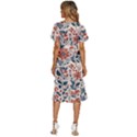 Retro Scandinavian Nordic Flowers Pattern Women s Kimono Wrap Satin Dress View4