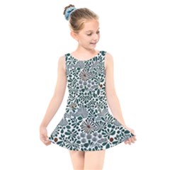Retro Scandinavian Nordic Flowers Pattern 5 Kids  Skater Dress Swimsuit