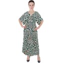 Retro Scandinavian Nordic Flowers Pattern 5 V-Neck Boho Style Maxi Dress View1