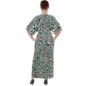Retro Scandinavian Nordic Flowers Pattern 5 V-Neck Boho Style Maxi Dress View2