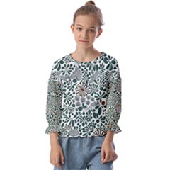 Retro Scandinavian Nordic Flowers Pattern 5 Kids  Cuff Sleeve Top