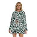 Retro Scandinavian Nordic Flowers Pattern 5 Round Neck Long Sleeve Bohemian Style Chiffon Mini Dress View1