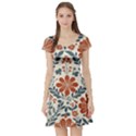Retro Scandinavian Nordic Flowers Pattern 3 Short Sleeve Skater Dress View1
