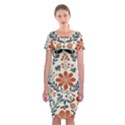 Retro Scandinavian Nordic Flowers Pattern 3 Classic Short Sleeve Midi Dress View1