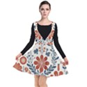Retro Scandinavian Nordic Flowers Pattern 3 Plunge Pinafore Dress View1