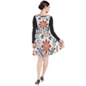 Retro Scandinavian Nordic Flowers Pattern 3 Plunge Pinafore Dress View2