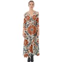 Retro Scandinavian Nordic Flowers Pattern 3 Button Up Boho Maxi Dress View1