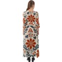 Retro Scandinavian Nordic Flowers Pattern 3 Button Up Boho Maxi Dress View2