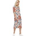 Retro Scandinavian Nordic Flowers Pattern 3 Bow Sleeve Chiffon Midi Dress View3