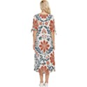 Retro Scandinavian Nordic Flowers Pattern 3 Bow Sleeve Chiffon Midi Dress View4