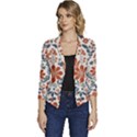 Retro Scandinavian Nordic Flowers Pattern 3 Women s Casual 3/4 Sleeve Spring Jacket View1