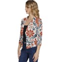 Retro Scandinavian Nordic Flowers Pattern 3 Women s Casual 3/4 Sleeve Spring Jacket View2