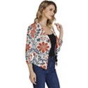 Retro Scandinavian Nordic Flowers Pattern 3 Women s Casual 3/4 Sleeve Spring Jacket View3