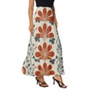 Retro Scandinavian Nordic Flowers Pattern 3 Tiered Ruffle Maxi Skirt View3