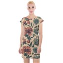 Victorian Beige And Teal Flower Pattern Cap Sleeve Bodycon Dress View1