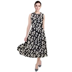 Gothic Leaf Pattern 5 Round Neck Boho Dress