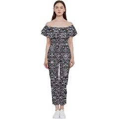 Gothic Leaf Pattern 2 Bardot Ruffle Jumpsuit