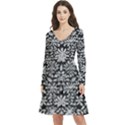 Gothic Leaf Pattern 3 Long Sleeve V-neck skater dress with Pockets View1