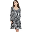 Gothic Leaf Pattern 3 Long Sleeve V-neck skater dress with Pockets View3