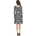 Gothic Leaf Pattern 3 Long Sleeve V-neck skater dress with Pockets View4