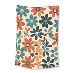 Retro Scandinavian Nordic Flowers Pattern 2 Small Tapestry