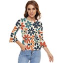 Retro Scandinavian Nordic Flowers Pattern 2 Bell Sleeve Top View1