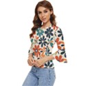 Retro Scandinavian Nordic Flowers Pattern 2 Bell Sleeve Top View2