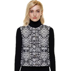 Gothic Leaf Pattern 4 Women s Button Up Puffer Vest