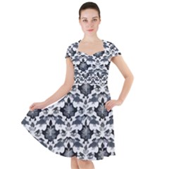 Gothic Leaf Pattern Cap Sleeve Midi Dress With Pockets