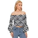 Gothic Leaf Pattern Off Shoulder Flutter Bell Sleeve Top View3