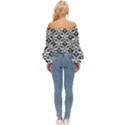 Gothic Leaf Pattern Off Shoulder Flutter Bell Sleeve Top View4