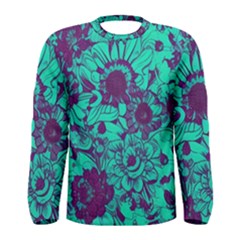 Mid Century Retro Floral 1970s 1960s Pattern 101 Men s Long Sleeve T-shirt