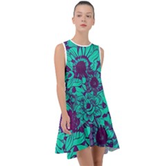 Mid Century Retro Floral 1970s 1960s Pattern 101 Frill Swing Dress