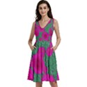 Mid Century Retro Floral 1970s 1960s Pattern 97 Sleeveless V-Neck Skater Dress with Pockets View1