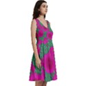 Mid Century Retro Floral 1970s 1960s Pattern 97 Sleeveless V-Neck Skater Dress with Pockets View3