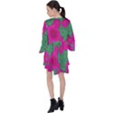 Mid Century Retro Floral 1970s 1960s Pattern 97 V-Neck Flare Sleeve Mini Dress View2