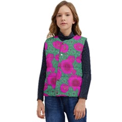 Mid Century Retro Floral 1970s 1960s Pattern 97 Kid s Button Up Puffer Vest	
