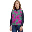 Mid Century Retro Floral 1970s 1960s Pattern 97 Kid s Button Up Puffer Vest	 View1