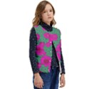 Mid Century Retro Floral 1970s 1960s Pattern 97 Kid s Button Up Puffer Vest	 View2