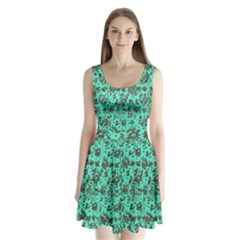 Mid Century Retro Floral 1970s 1960s Pattern 102 Split Back Mini Dress 