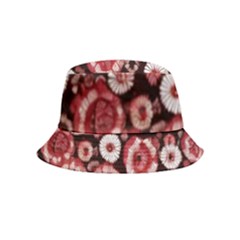 Mid Century Retro Floral 1970s 1960s Pattern 96 Inside Out Bucket Hat (kids)