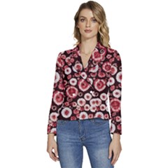 Mid Century Retro Floral 1970s 1960s Pattern 96 Women s Long Sleeve Revers Collar Cropped Jacket