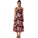 Mid Century Retro Floral 1970s 1960s Pattern 96 Square Neckline Tiered Midi Dress View1