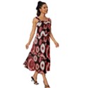 Mid Century Retro Floral 1970s 1960s Pattern 96 Square Neckline Tiered Midi Dress View3
